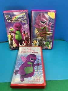 BARNEY 3 VHS Lot Clamshell Be My Valentine, Christmas Star, Great Adventure - Picture 1 of 11