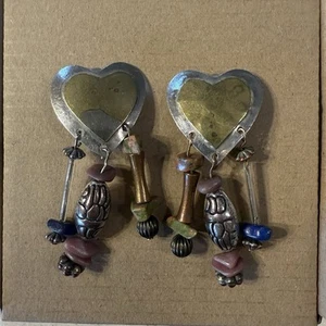 Pendientes colgantes Mathews corazón de ley SW clip plata tono oro - Imagen 1 de 8