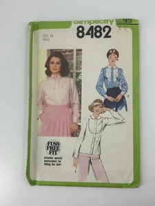 Simplicity 8482 Misses Shirt Sewing Pattern Size 10 Vintage - Picture 1 of 2