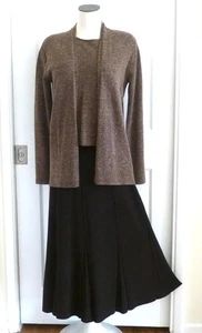 3 Stück EILEEN FISHER Herbst Braun Italienische Merinowolle Strickjacke Tank & Maxirock S M - Bild 1 von 17