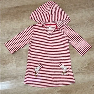 Pink Elephant sz 6X Hooded Red White Striped Terry Cloth Swim Cover Up Dress - Picture 1 of 5