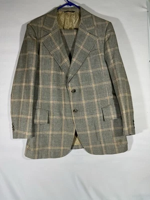 VTG 70’s M GLADSTIEN MENS WOOL BLEND SUIT GLEN PLAID 36x29.5” JACKET NO SIZE - Image 1 of 4