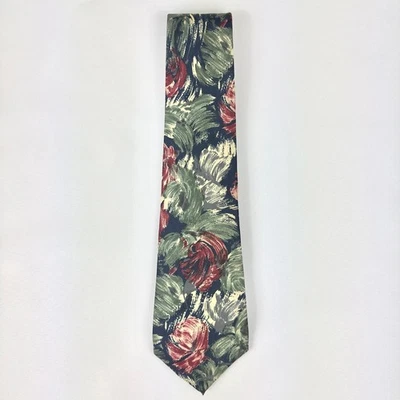 VTG Pierre Cardin Men's Silk Floral Abstract Blue Red Green Tie Necktie - Image 1 of 4