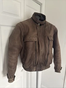Vintage First Gear Leather Jacket Mens Hein Gericke Brown Bomber Moto Size L 🔥 - Picture 1 of 16