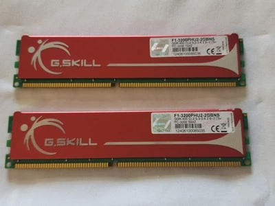 G.Skill 2GB (2x1GB) DDR1 F1-3200PHU2-2GBNS PC-3200 CL2.5-3-3-6 2.6V-2.7V - Image 1 of 2