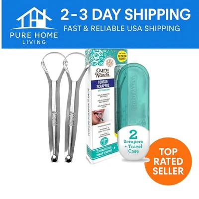 Juego de raspador de lengua a prueba de óxido para adultos - Fresh Breath Essentials Travel Duo Foto 1 de 4