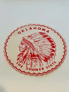 Drink Coaster Vtg Beer Coffee Hotel Advertising Ephemera Oklahoma Sooner Chief - Picture 1 of 2