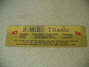 Hohes Namensschild mit zusätzlichen Daten für Modellständer  -  RMS Titanic - Bild 1 von 2