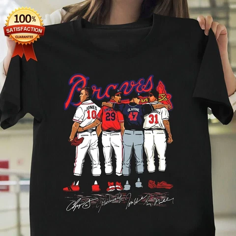 Atlanta Braves Jones Smoltz Glavine Maddux Signatures T-shirt Gift Fans Baseball Cover