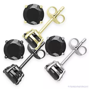 Pendientes de tachuelas simulados de ónix cúbico circonio cúbico de plata esterlina 925 para hombre/mujer - Imagen 1 de 23