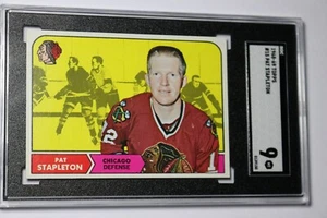1968 Topps hockey card PAT STAPLETON #15 SGC 9 MINT low pop. 1 of 1 *ULTRA RARE* - Picture 1 of 3