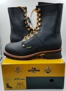 Ad Tec 1439 Full Grain Oiled Black 9" Soft Toe Logger Boots Men 9.5M New in Box - Picture 1 of 20