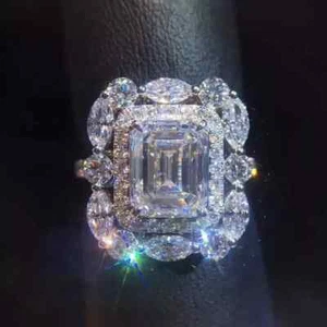 Moda Circón Cúbico 925 Plata Relleno Anillo Mujeres Boda Joyería Regalo Talla 6-10 - Imagen 1 de 5