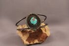 Old Pawn Navajo Indian Sterling Silver Bracelet - Center Turquoise Stone - 6"