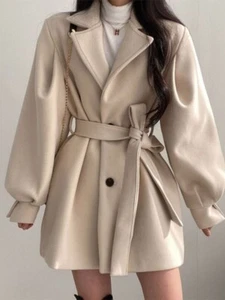 Woolen Coat with puff sleeves/ Beige/ Light Pink Brand New with tag Size 10 M - Picture 1 of 7