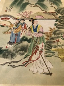 Große antike chinesische Gemälde des Palastlebens 13,5 x 17,5 cm - Bild 1 von 9