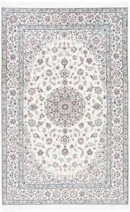 Nain 6la mit Seide Handgeknüpfter Perserteppich 209x136cm-Orient,Carpet,Rug,Beig - Picture 1 of 10
