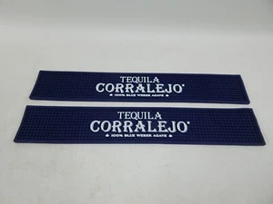 Lot of 2X Tequila Corralejo Bar Rail Mat 23" x 3.5" Man Cave Pub Mexico BLUE - Picture 1 of 3