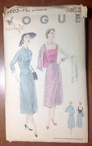 Vintage 1950s VOGUE Sewing Pattern 8002 Jacket Skirt Suit Bodice B32 H35 - Picture 1 of 3