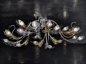 Ceiling From Ceiling Classic Metal And Glass Gold Nickel - Picture 1 of 1