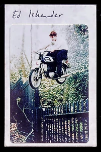 Color Snapshot Teenager On Motorcyle Jumping Fence Vintage Photograph - Picture 1 of 2
