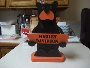 Harley Davidson HOLZ SCHWARZBÄR BRANDNEU TOLLES WEIHNACHTSGESCHENK GESCHENK - Bild 1 von 5