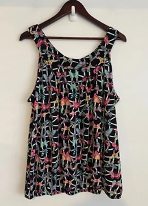 Crossroads Blouse Womens Plus Sz 22 Black Multicolor Butterfly Print Sleeveless - Picture 1 of 13