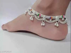 Ring Linked Pure Silver Platted Anklet Guaranteed Long Life Silver Payal Pajeb - Picture 1 of 19
