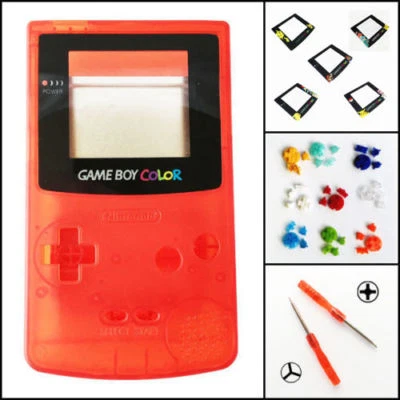 Nintendo Game Boy Color GBC Replacement Housing Shell Screen Clear Red BUTTONS! - Image 1 of 3