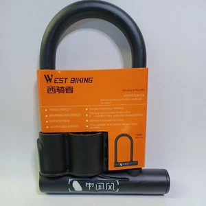 WEST BIKING Bicycle U Lock MTB Road Bike Wheel Lock 2 Keys Anti-theft Safety qc - Picture 1 of 5
