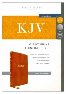 Thomas Nelson KJV Giant Print Bible; 2023 British Tan Leather Soft; 12 Point - Imagen 1 de 8