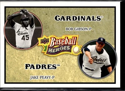 2008 UD Baseball Heroes #184 BOB GIBSON & JAKE PEAVY St. Louis Cardinals D10 - Image 1 of 2