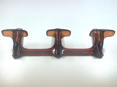 Patère triple porte-manteaux mural plastique plexi ambré vintage Grosfillex - Photo 1/4