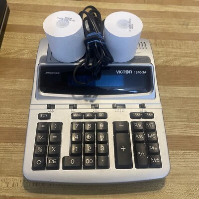 Victor 1240-3A AntiMicrobial Printing Calculator With Power Cord & 2 Rolls Paper - Image 1 of 4