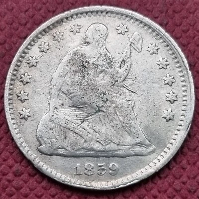 Media moneda de diez centavos O Seated Liberty 1859 5c mejor calidad detalles en estado bastante bueno #57782 Foto 1 de 2