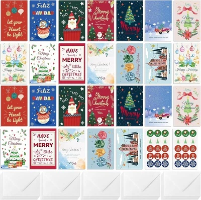 26 Pack Christmas Cards with Envelopes and Stickers, Christmas Greeting Cards Bu - Image 1 of 4