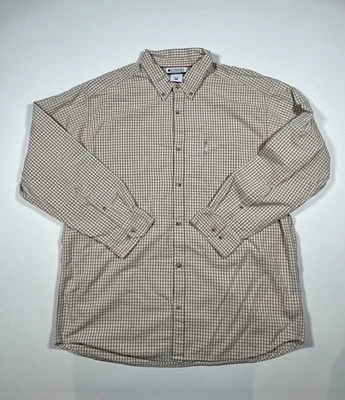 Columbia Shirt Mens XL Tan Brown Plaid Button Down Long Sleeve Cotton AM7380 - Image 1 of 4