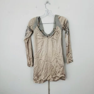 Blusa de manga larga de seda marrón Salvage para mujer talla XS - Imagen 1 de 9