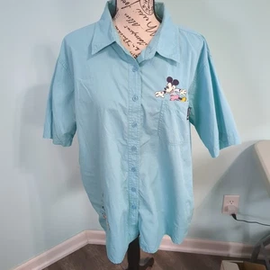 Disney Mickey Mouse Unlimited Shirt Womens 18W/20W Button Up Mickey Pluto - Picture 1 of 6