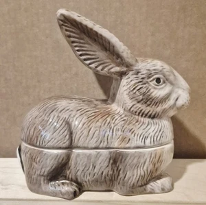 2012 Williams-Sonoma Bunny Rabbit Porcelain Trinket Candy Dish Jar with Lid 7x6 - Picture 1 of 10