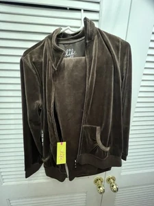 Made for Life women Velour dark brown Zip Jacket and Drawstring Pants set size M - Picture 1 of 14