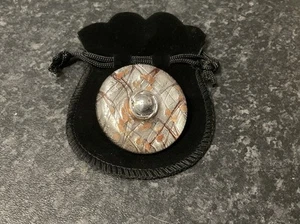 Preloved Vintage Silver Gold Murano Style Round Glass Brooch, Venetian Style 4cm - Picture 1 of 4