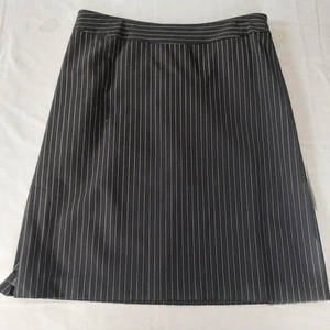 Merona Pinstripe Skirt Womens 14 Black Side Slits Zip Closure Y2K Career Slit - Picture 1 of 3
