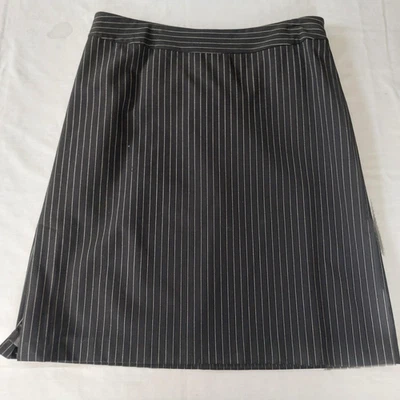 Merona Pinstripe Skirt Womens 14 Black Side Slits Zip Closure Y2K Career Slit - Image 1 of 3