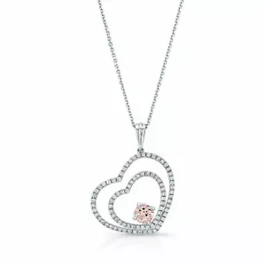 18K Weißgold Diamant Morganit Herz Anhänger Halskette Rund Schliff Damen 1.00TCW - Bild 1 von 3