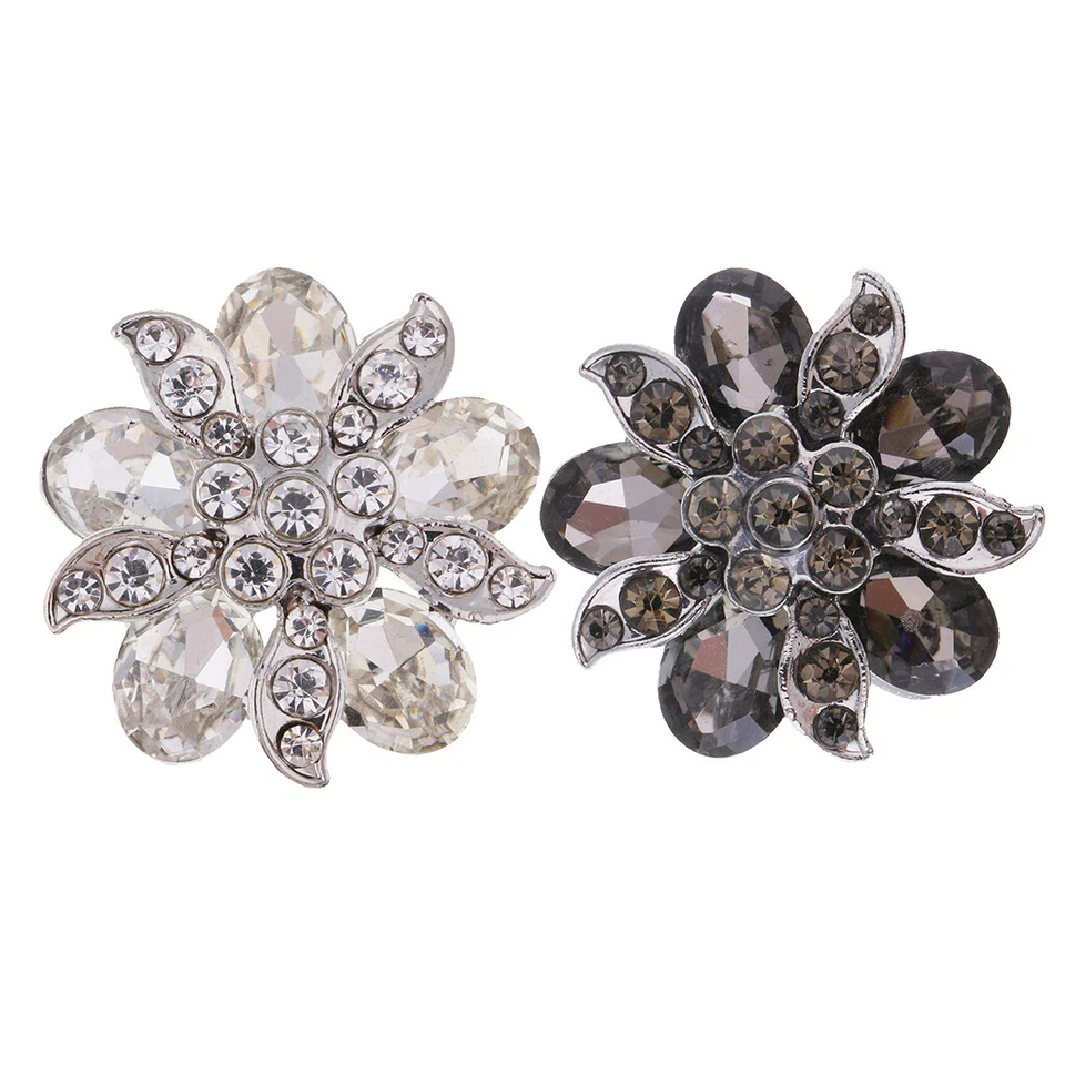 Crystal Rhinestone Lovely Flower Shank Buttons for Clothes Sewing Craft 25mm - Image 1 of 1