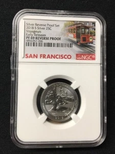 2018 S Silver QUARTER REVERSE PROOF SET 25c NGC PF69 * ER * ATB Voyageurs NP - Picture 1 of 4