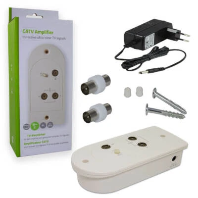 TV Antennenverstärker DVB-C | 2 Geräte | Verstärker mit 25 dB | Digital HD 4K Kö - Bild 1 von 4