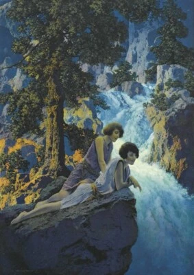 Waterfall : Maxfield Parrish : Maxfield Parrish : Romantic Landscape Art Print - Image 1 of 2
