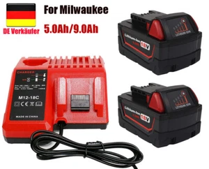 Baterías 18V 5Ah 9Ah para Milwaukee M1890 M1850 M1860 M18B4 M18B5 Cargador M12-18C - Imagen 1 de 26
